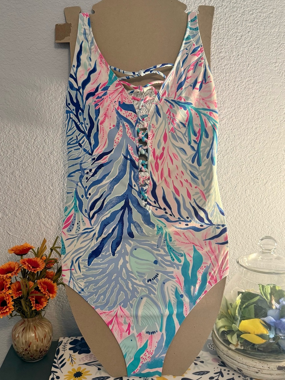 Lilly Pulitzer Isle lattice one piece kaleidoscope